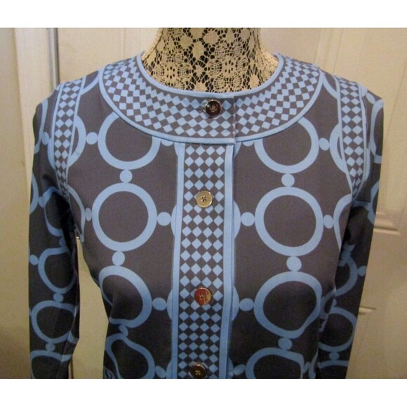 Gretchen Scott Dress NWT Trimmed Up Dip & Dot Gray Blue Retail $212 Size XS - Picture 3 of 15